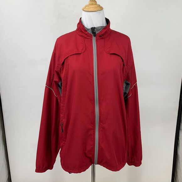 Brooks Running Jacket Women M Medium Red Zip Up Vented Back Athletic Windbreaker - Picture 2 of 12
